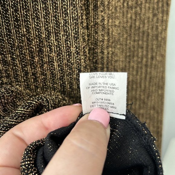 Show Me Your Mumu Size XS Get Twisted Mini Dress Gold Hourglass Short Sleeves - Picture 7 of 12